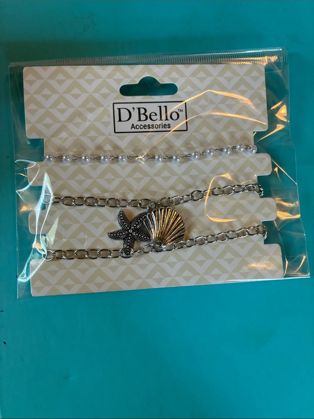 D'Bello Silver Seashell & Starfish Bracelet Set